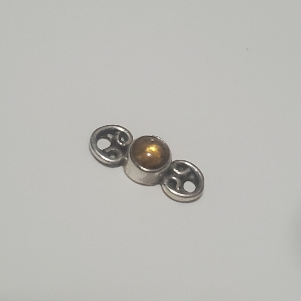 2/$15 Sterling Silver Link with Citrine Round Cabochon 925